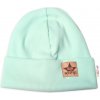 Baby Nellys Rebrovaná dvojvrstvová čiapka s lemom mätová