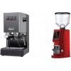 Gaggia New Classic E24, grey + Eureka Atom W 65, ferrari red