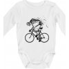 Cyklo kostra - Body dojčenské s dlhým rukávom - Dlhý r. do 3 mes ( Biela )