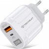 Techsuit CHPD038 Premium sieťová nabíjačka – USB-A QC3.0, USB-C, 20W – biela