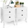 Sada nočných stolíkov s 2 zásuvkami, 2 ks, biela