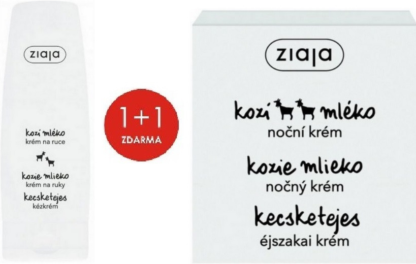 Ziaja Kozie mlieko regeneračný nočný krém 50 ml + Kozí mlieko krém na ruky a nechty 80 ml suchá pokožka darčeková sada