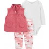 CARTERS CARTER'S Set 3dielny vesta, legíny, body dl. rukáv Pink Hearts dievča NB/ veľ. 56