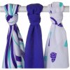 KIKKO Plienky bambusové Hearts&Waves 70x70 cm, ocean blue 3 ks