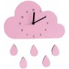 Detské nástenné hodiny ružový mrak s kvapkami dažďa