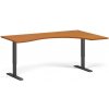 Ergonomický výškovo nastaviteľný stôl, 180x120 cm, 1 motor, L/P, čierna podnož, čerešňa