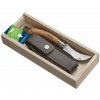 Vega OPINEL 001327 VRI N°08 Inox hubársky vreckový nôž 8 cm, dub, kožené puzdro, drevená krabica