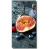 Sklenené hodiny vertikálne Kuchyňa figa farebné ovocie 30x60 cm