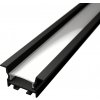LED lišta zapustená R16 čierna Dĺžka: 1m, Typ krytky: Mliečna krytka zaklapávacia (difúzor)
