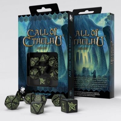 Q-Workshop Sada kostek Call of Cthulhu Dice Set Black and Glow in the Dark