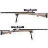 Snow Wolf M24 Military s kompenzátorom + optika + dvojnožka - TAN + UPGRADE 150m/s zdarma