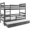 BMS GROUP Patrová postel s přistýlkou ERYK 3 90x200 cm, grafitová/grafitová (Volba matrace: Pěnová matrace)