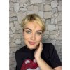 Zlatá blond pixie parochňa z pravých a umelých vlasov Candy