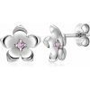 SOFIA strieborné náušnice kvety s ružovým zirkónom AEAE8475PZ/R