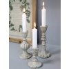 Polyresinová dekorácia svietnika na vysokú sviečku s krémovom farebnom prevedení 7 x 17 cm Chic Antique 39630