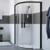Hüppe Classics 2 EasyEntry - Posuvné dvere 2000x800/800 mm, 1/4-kruh, profil Black Edition, číre sklo s Anti-Plaque C25506.123.322
