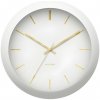 Nástenné hodiny GLOBE biele, štýlové do obývacej izby, spálne, tiché