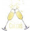 Metalické zlaté poháre a nápis Cheers - nalepovacie tetovanie