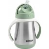 Beaba Fľaša Bidon s dvojitými stenami Stainless Steel Straw Cup Sage Green 250 ml z nehrdzavejúcej ocele zelená + záruka 3 roky zadarmo