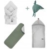 Mušelínová cestovná súprava pre novorodencov Sleepee Grey&Ocean green s klobúčikom zadarmo