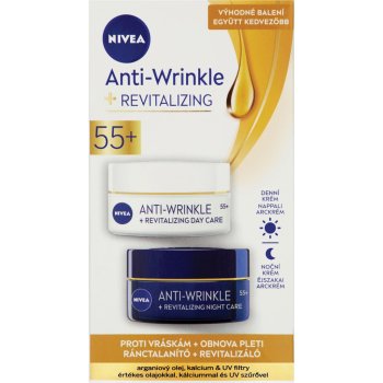 Nivea Revitalizing 55+ denní a noční krém proti vráskám 2 × 50 ml darčeková sada