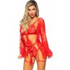 Leg avenue - 86123 teddy + garter robe set red size s