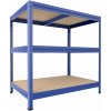 Biedrax Kovový regál 35 x 75 x 90 cm, modrý, 3 police MDF, 200 kg na policu