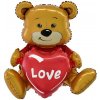 Balón fóliový Sediaci medvedík so srdcom lásky 41x50x31 Deň sv. Valentína Deň zamilovaných