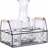 EXCELLENT HOUSEWARE Poháre na limonádu s karafou a košíkom sada 6 ks 1l