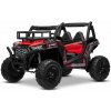 Elektrické autíčko UTV 24V, červené, dvojmiestné, 2 x 200 W Motor, Lítiová batéria, EVA kolesá, odpružené nápravy, ektrická brzda, čalúnené sedadlo, 2,4 GHz DO, Dvojmiestne, USB, SD karta