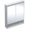 Zrkadlová skrinka ONE s výklenkom a ComfortLight, 2 dverami, 90 cm, hliník