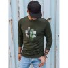 pánska mikina s potlačou khaki (bx5351)