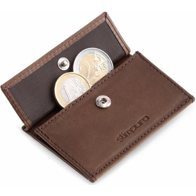 Slimpuro Coin Pocket s ochrannou kartou RFID pre ZNAP Slim Wallets 8 a 12, spínací gombík (SP-CP-00-BRW-VT)