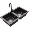 MEXEN/S MEXEN/S - Mario granitový drez 2-bowl vrátane batérie Telma, čierna kropenatý 6504-76-670200-76