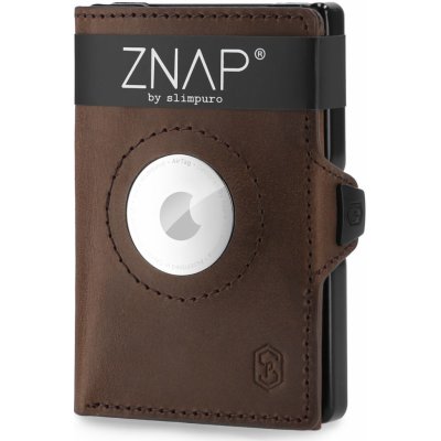 Slimpuro ZNAP Airtag Wallet, 8 kariet, priehradka na mince, 8,9 x 1,5 x 6,3 cm (Š x V x H), ochrana RFID (ZNAPAirBrown8)
