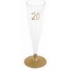 Šampusky plastové 20. narodeniny zlaté 14cl, 6 ks
