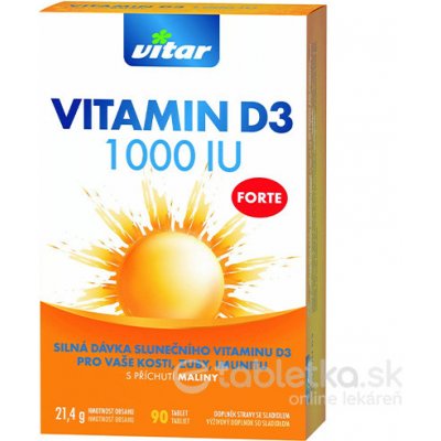 Revital Vitamín D3 FORTE 1 000 IU tbl s príchuťou maliny 90 ks