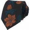 Quentino Černá pánská kravata s cihlovým květinovým vzorem PKV02