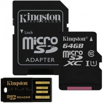 Kingston microSDXC 64GB Mobility Kit G2 + adapter + USB čítačka MBLY10G2/64GB