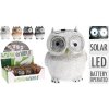 Postavička sova s LED svietiacimi očami – umelý kameň, dekorácia 7,5×7,5×9 cm