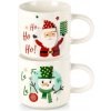 Porcelánové vianočné hrnčeky Santa a snehuliak 400 ml, sada 2 ks