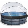 Bazén s krytom a pieskovou filtráciou Stone pool Exit Toys kruhový oceľová konštrukcia 427*122 cm šedý od 6 rokov