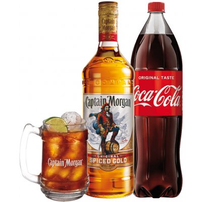 Captain Morgan Spiced Gold 35% 1 l (darčekové balenie Coca-Cola 1,75l + Pohár)