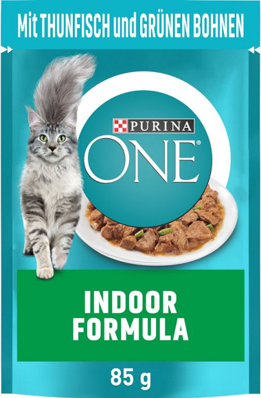 PURINA ONE cat Indoor mini filetky s tuniakom a zelenými fazuľkami v šťave 26 x 85 g