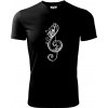 Husľový kľúč kvety - Pánske tričko Fantasy športové - L ( Čierna )
