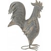 Clayre & Eef Šedá antik plechová záhradná dekorácia kohút - 30*14*40 cm - Clayre & Eef