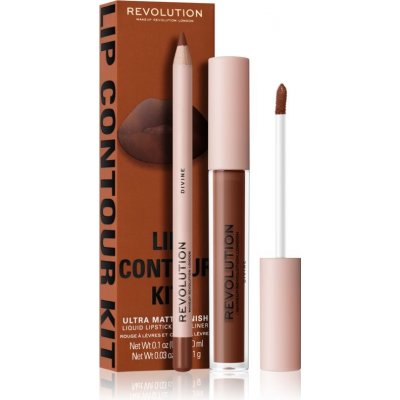 Makeup Revolution Lip Contour Kit D. dlhotrvajúci matný tekutý rúž 3 ml + D. ceruzka na pery 1 g kozmetická sada