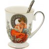 HOME ELEMENTS Porcelánový hrnček 280 ml s lyžičkou, Mucha svetlý