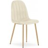 Jedálenská zamatová stolička PADVA - svetlobéžová s kovovými nohami v dubovom dekore