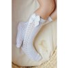 Cóndor Podkolienky s mašľou s háčkovaným vzorom - Biela Vyberte veľkosť: 0-3 mes.